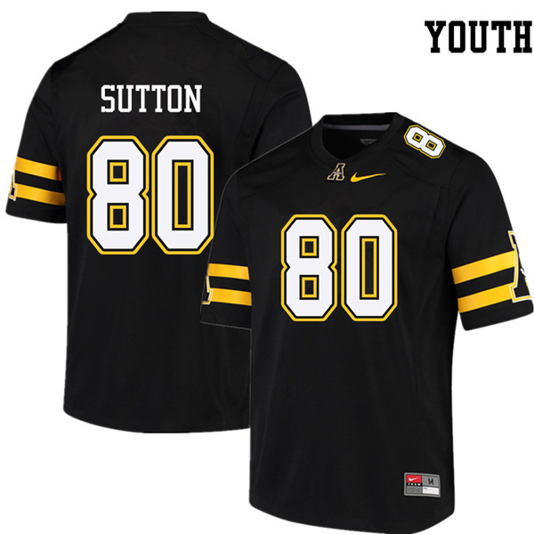 Youth #80 Corey Sutton Appalachian State Mountaineers College Football Jerseys Sale-Black